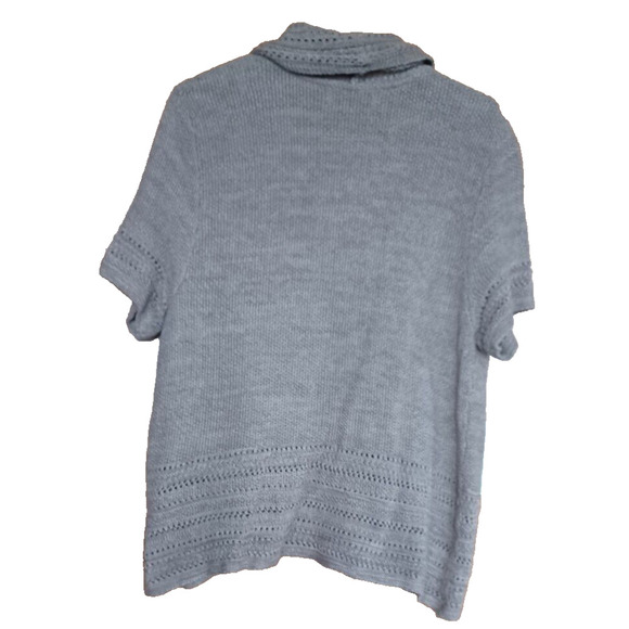 SONOMA Beige Mixed Knit Short Sleeve Open Cardigan Womens P/XL Office Boho Fall - Picture 3 of 6